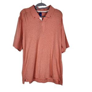 KIT AND ACE Shirt Mens Large Orange Cashmere Blend‎ Polo Short Sleeve Button Up